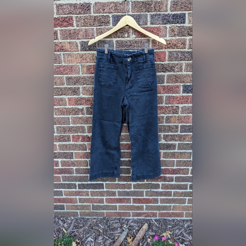 Anthropologie "The Skipper" Pilcro black cropped wide leg jeans size 27 petite